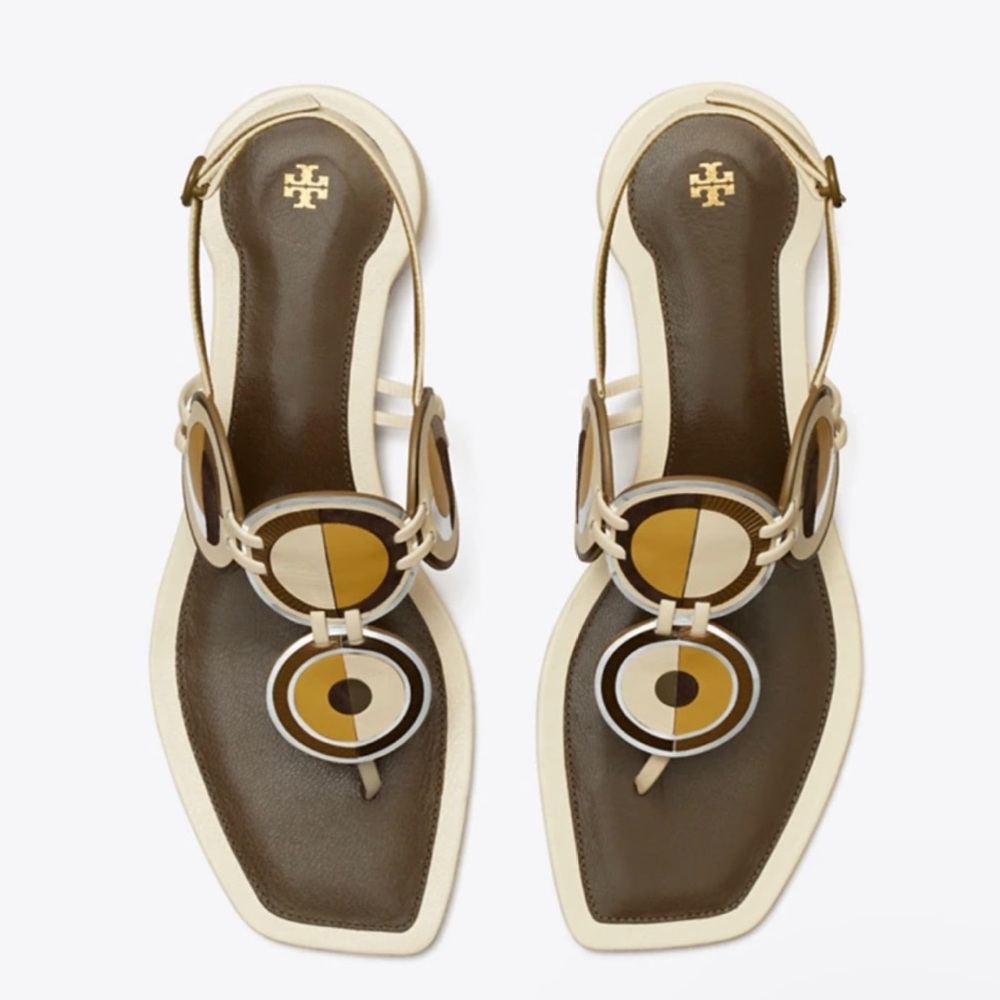 Tory Burch Marquetry Disk Sandal Sz 7 NWT! $398